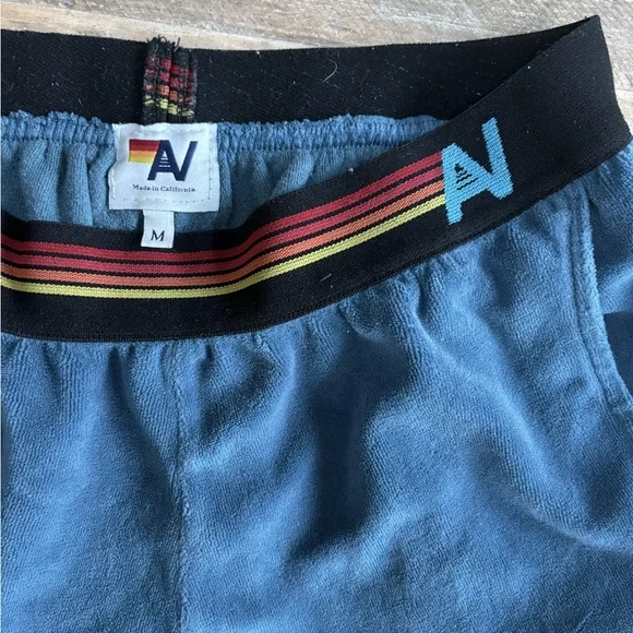 Aviator Nation Blue Athletic Shorts with Striped Waistband - Picture 2 of 4